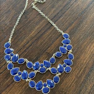 Blue and gold necklace costume jewelry new